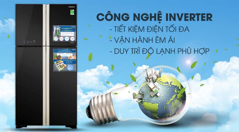 Công nghệ Inverter - Tủ lạnh Hitachi Inverter 509 lít R-FW650PGV8 GBK