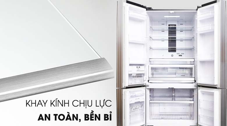 Khay kính chịu lực an toàn chắc chắn - Tủ lạnh Hitachi Inverter 587 lít R-WB730PGV6X GBK