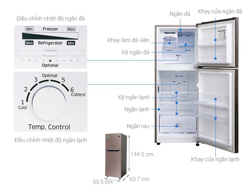 Thông số kỹ thuật Tủ lạnh Samsung Inverter 208 lít RT20HAR8DDX/SV