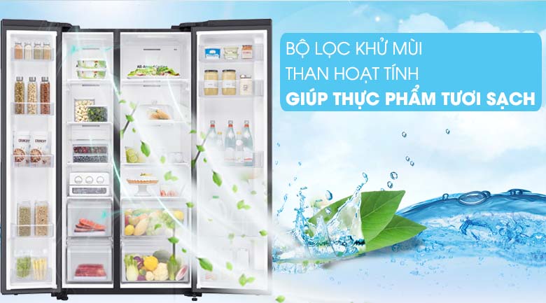 Bộ lọc khử mùi than hoạt tính trả lại không gian trong lành, không bám mùi hôi khó chịu - Tủ lạnh Samsung Inverter 647 lít RS62R5001B4/SV Mẫu 2019