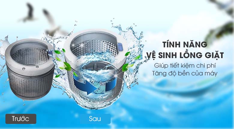 Vệ sinh lồng giặt tự động - Máy giặt Aqua 9 Kg AQW-S90CT H2