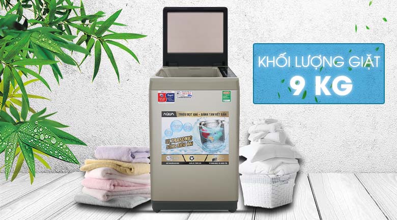 Khối lượng giặt 9 kg - Máy giặt Aqua 9 Kg AQW-U91CT N