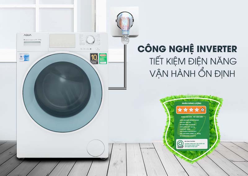 Công nghệ Inverter - Máy giặt Aqua Inverter 8.5 kg AQD-D850E W