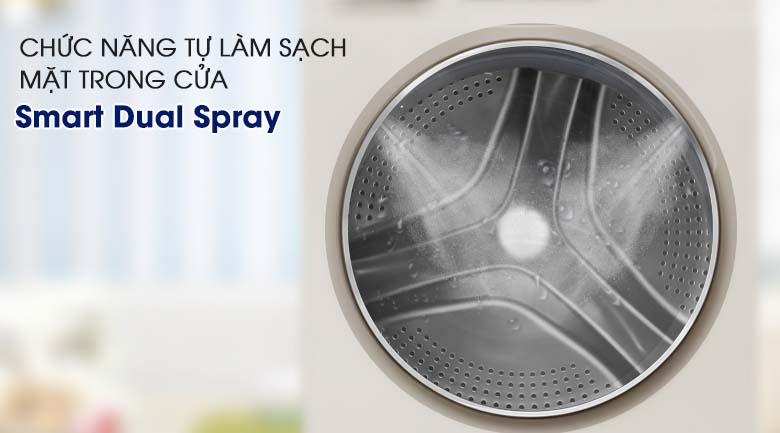 Tự làm sạch mặt trong cửa – Smart Dual Spray - Máy giặt Aqua Inverter 8.5 kg AQD-D850E W 