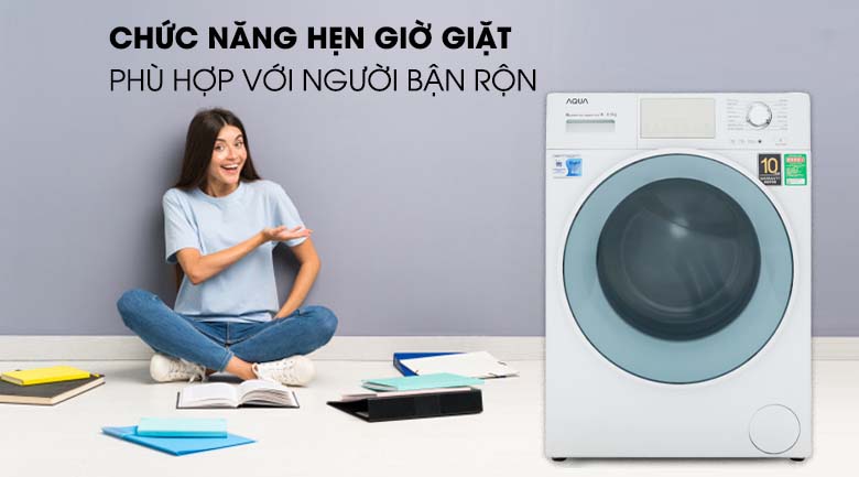 Tính năng hẹn giờ giặt xong - Máy giặt Aqua Inverter 8.5 kg AQD-D850E W 