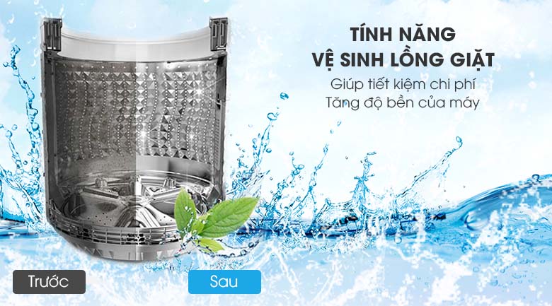 Tự vệ sinh lồng giặt - Máy giặt Aqua Inverter 9 kg AQW-D901BT N