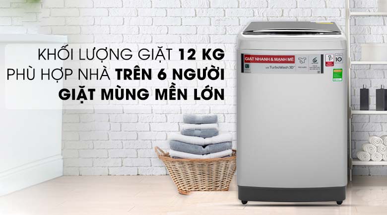 Thiết kế sang trọng và tinh tế, khối lượng giặt 12 kg - Máy giặt LG Inverter 12 kg TH2112SSAV