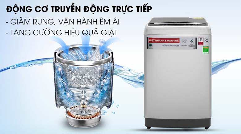 Động cơ truyền động trực tiếp vận hành êm ái - Máy giặt LG Inverter 12 kg TH2112SSAV