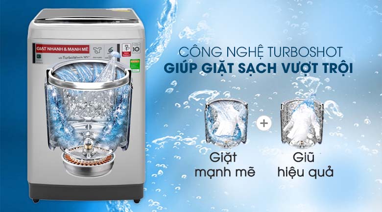 Công nghệ Turboshot trên máy giặt LG - Máy giặt LG Inverter 12 kg TH2112SSAV