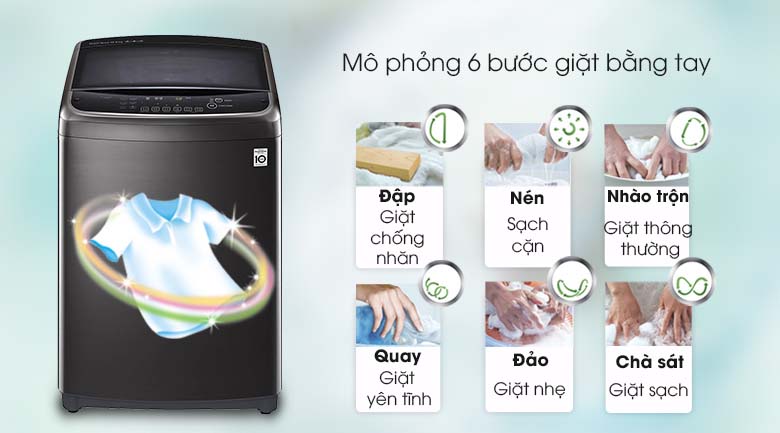 Giặt 6 chuyển động mô phỏng bàn tay con người - Máy giặt LG Inverter 13 kg TH2113SSAK