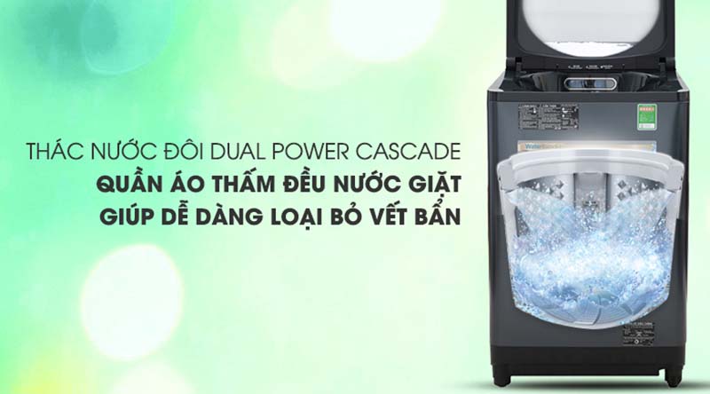 Máy giặt Panasonic Inverter 10.5 Kg NA-FD10AR1BV-Tăng cường đánh bay vết bẩn bởi thác nước đôi Dual Power Cascade