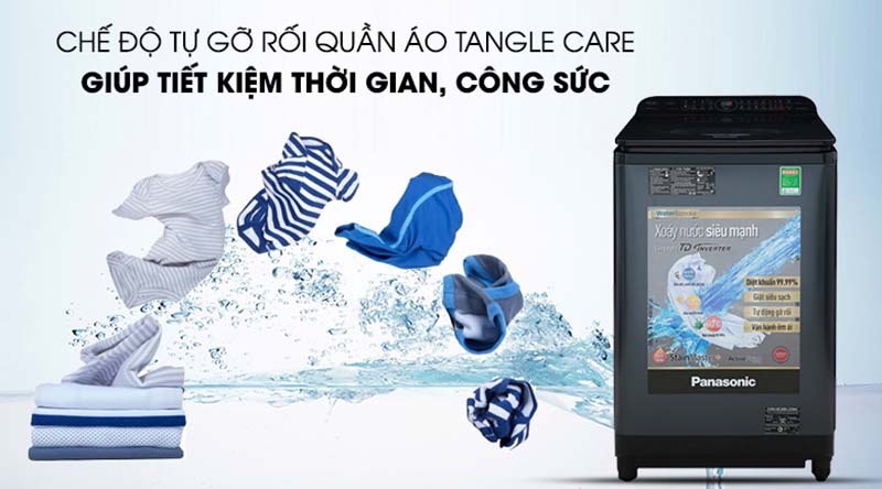 Máy giặt Panasonic Inverter 10.5 Kg NA-FD10AR1BV-Hạn chế xoắn rối quần áo cùng Tangle Care