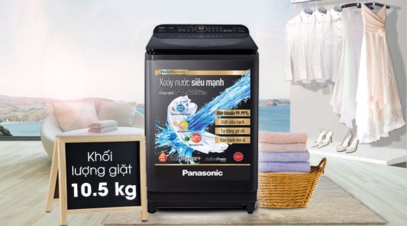 Máy giặt Panasonic Inverter 10.5 Kg NA-FD10AR1BV-Khối lượng giặt 10.5 kg, phù hợp gia đình trên 5 thành viên 