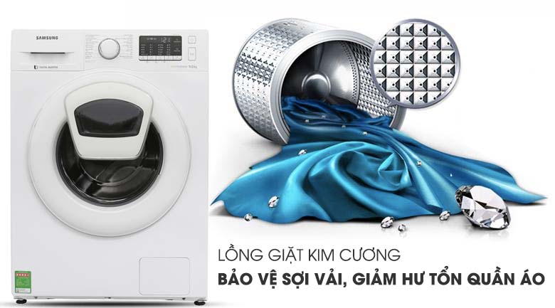 Lồng giặt kim cương - Máy giặt Samsung Addwash Inverter 10 Kg WW10K44G0YW/SV