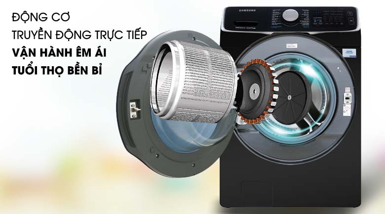 Động cơ truyền động trực tiếp - Máy giặt sấy Samsung Add Wash Inverter 19 kg WD19N8750KV/SV