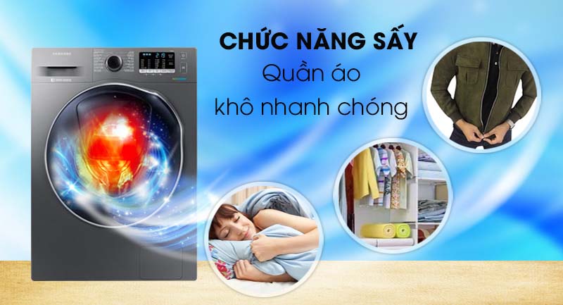 Máy giặt sấy Samsung AddWash Inverter 9.5 kg WD95K5410OX/SV-Rút ngắn thời gian phơi đồ nhờ chức năng sấy