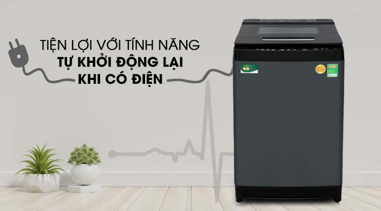 Tự khởi động lại khi có điện - Máy giặt Toshiba Inverter 13 kg AW-DUJ1400GV KK