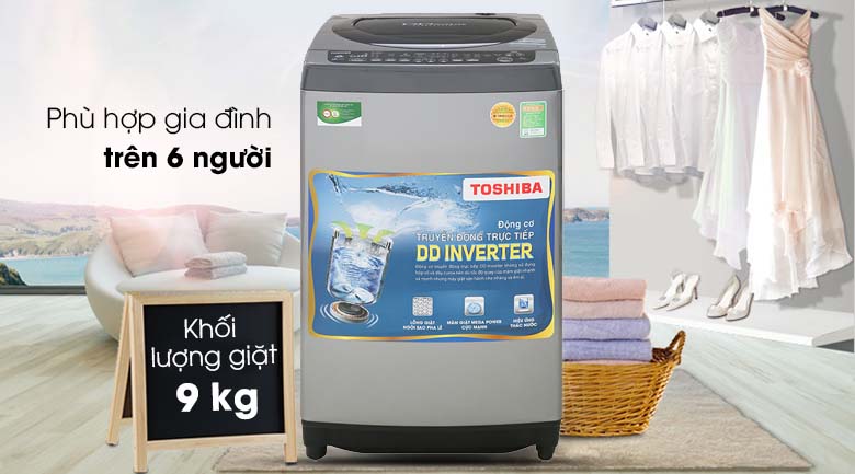 Khối lượng giặt 9 kg - Máy giặt Toshiba Inverter 9 Kg AW-DJ1000CV SK