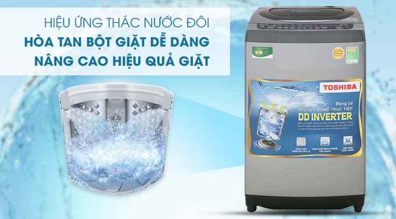 Hiệu ứng thác nước đôi - Máy giặt Toshiba Inverter 9 Kg AW-DJ1000CV SK