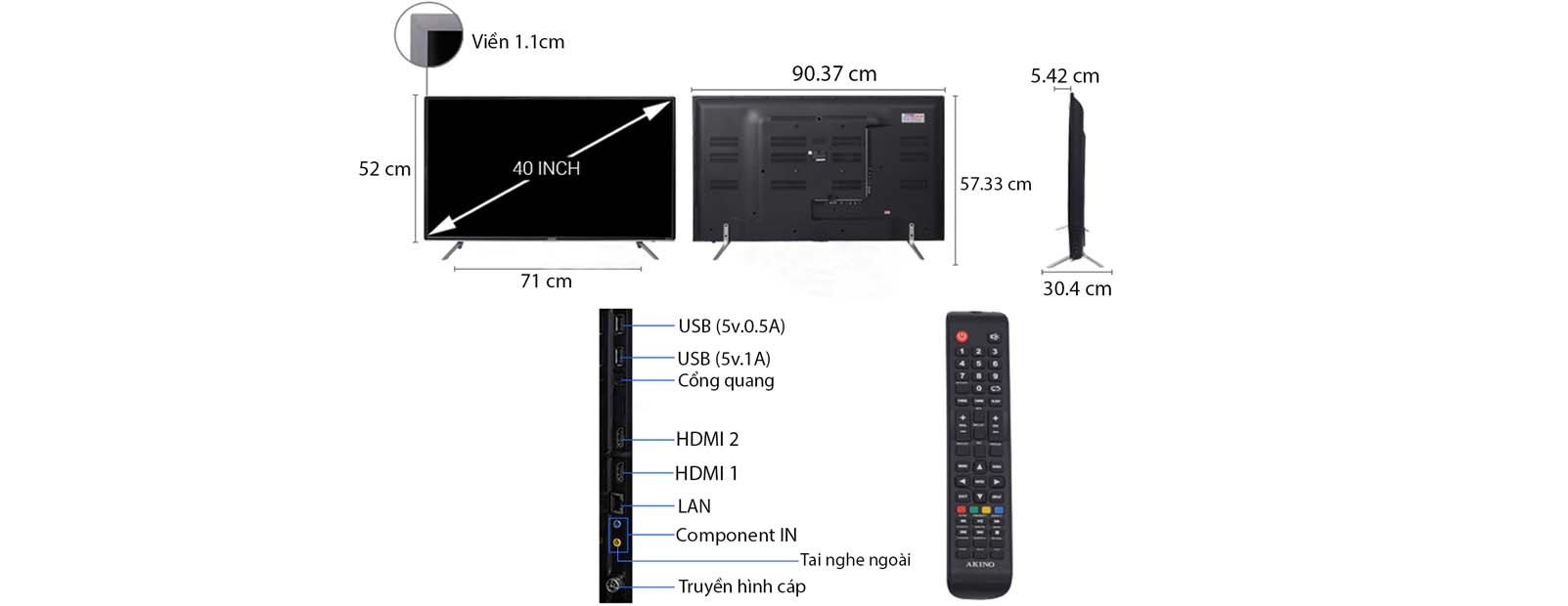 Tivi LED AKINO PA-40TDBV - 40 Inch