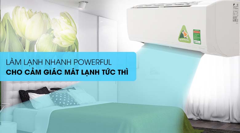 Làm lạnh nhanh Powerful - Máy lạnh Daikin Inverter 1.0 HP ATKC25UAVMV