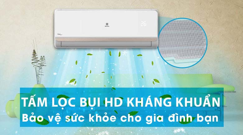 Bộ lọc bụi HD lọc sạch vi khuẩn - Máy lạnh Electrolux Inverter 2 HP ESV18CRR-C2