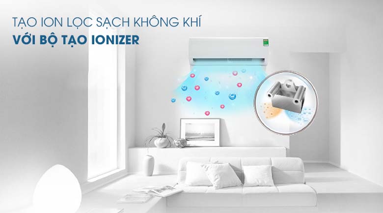 Tạo ion lọc sạch không khí với bộ tạo Ionizer - Máy lạnh Midea Inverter 1 HP MSFR-10CRDN8 Mẫu 2019