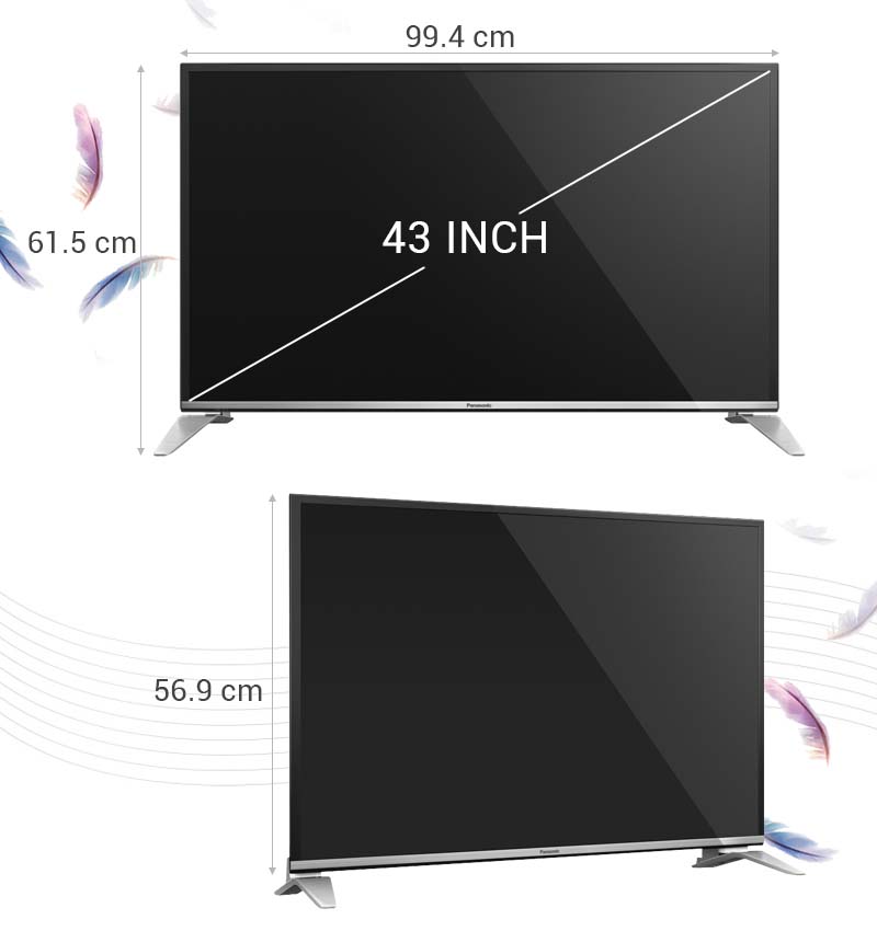 Internet tivi Panasonic 43 inch TH-43DS600V - Kích thước tivi