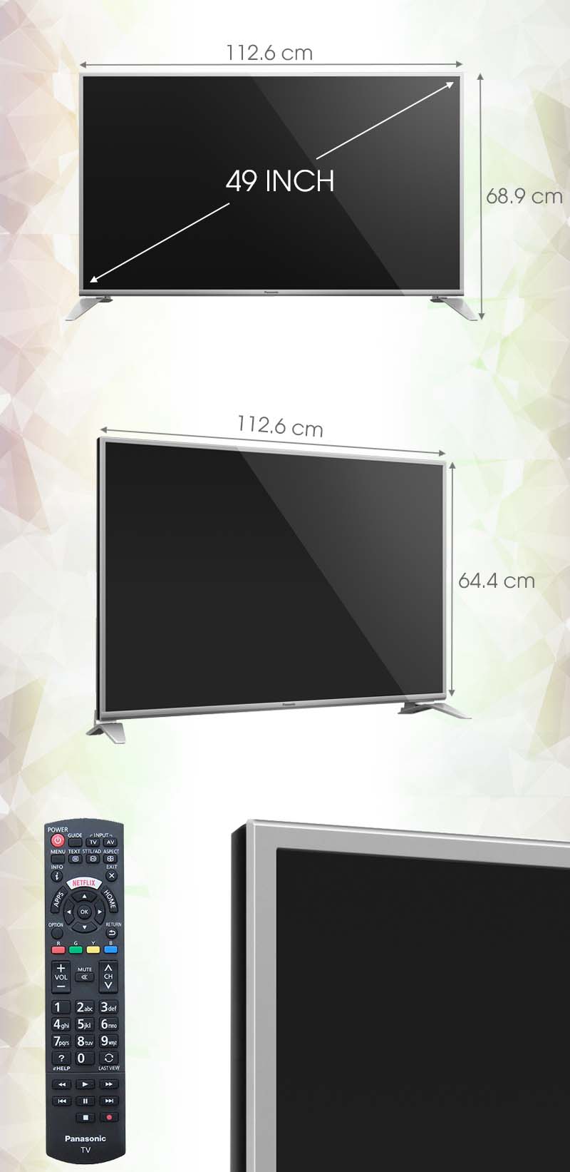 Smart Tivi Panasonic 49 inch TH-49DS630V - Kích thước tivi