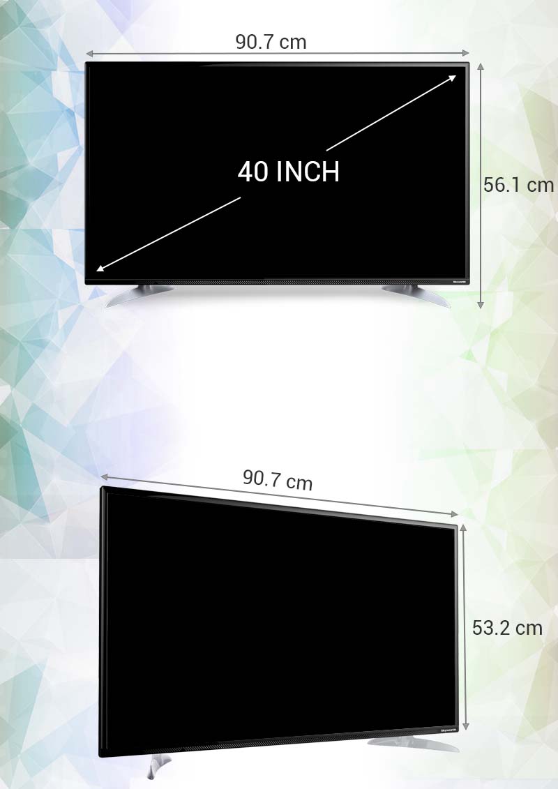 Tivi Skyworth 40 inch 40E260 - Kích thước tivi