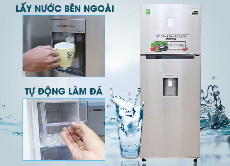 Làm đá tự động & lấy nước ngoài tiện lợi